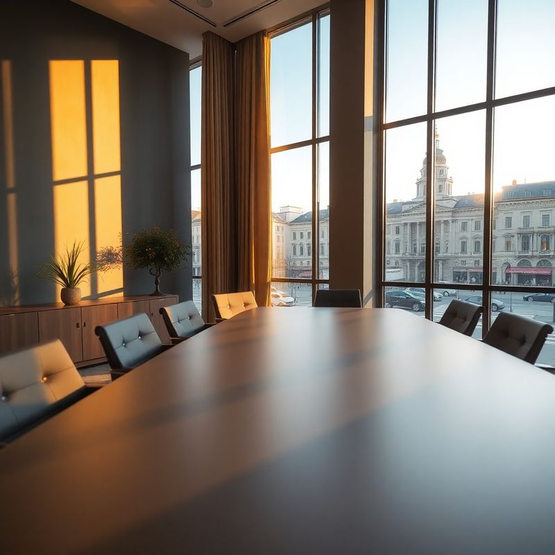Interior sofisticat de birou de consultanță în Constanța, cu vedere spre orașul vechi
